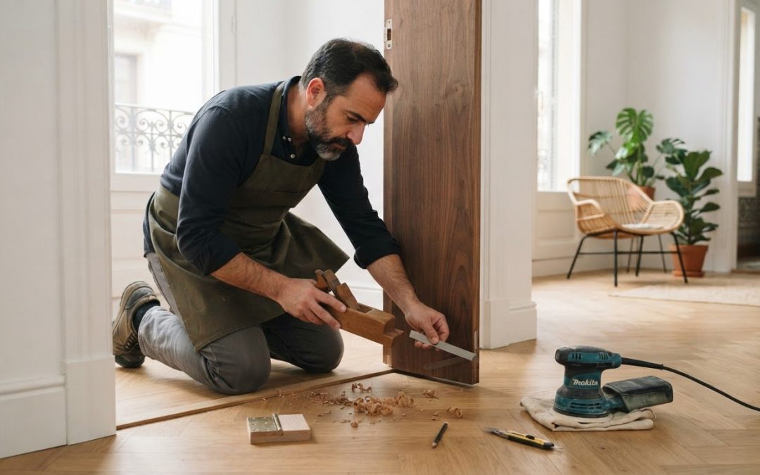 Carpintero para cepillar puertas que rozan el suelo en Barcelona
