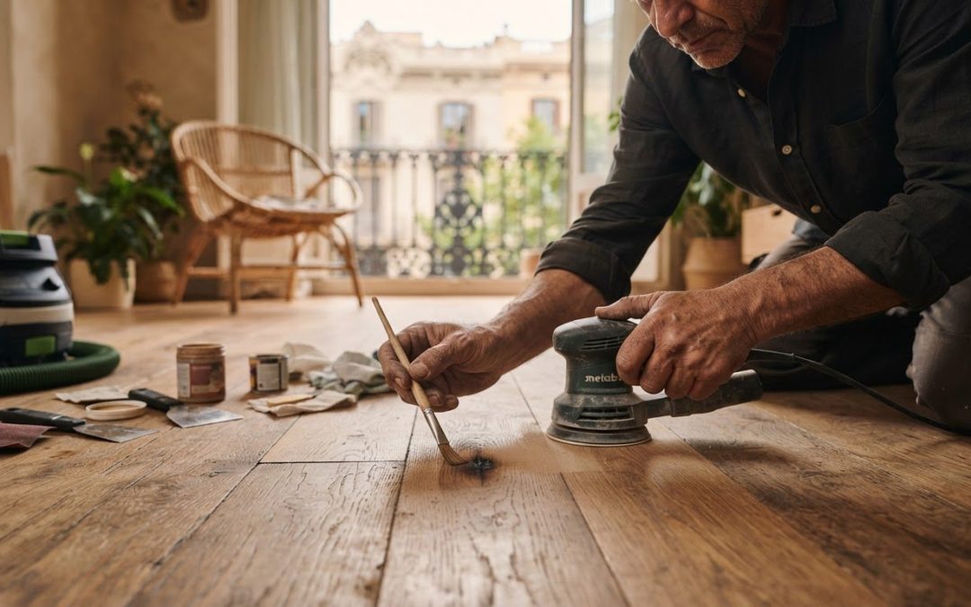 Cómo reparar un parquet quemado por brasas o cigarrillos en Barcelona