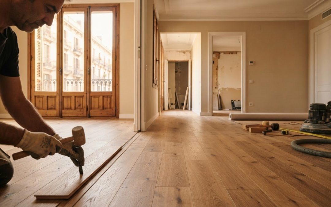 Instalar parquet de roble continuo en toda la casa en Barcelona