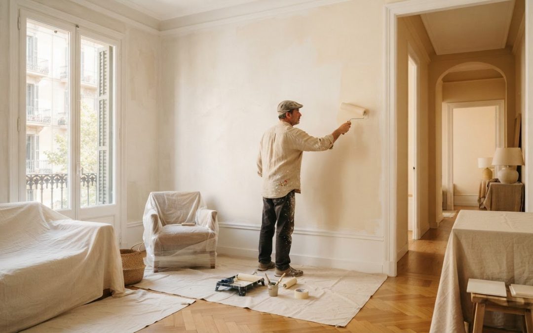 Pintar salón y pasillo en blanco roto en Barcelona: precios y acabados