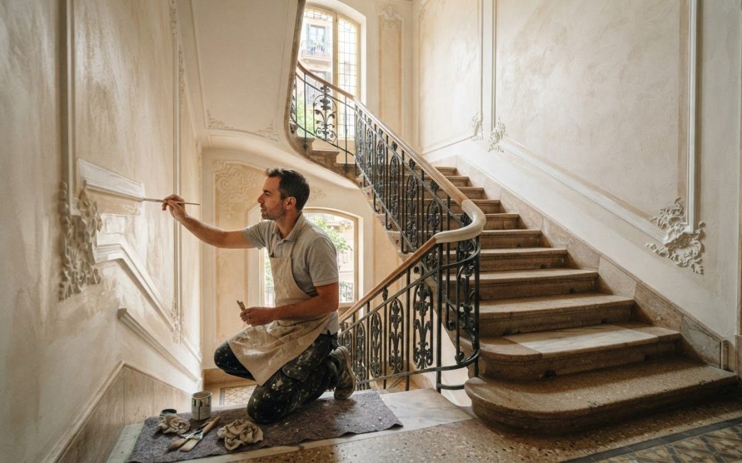 Pintar una escalera comunitaria modernista en Barcelona: precio